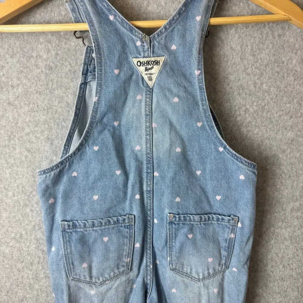 Oshkosh Overalls Denim Hearts Girls Size 4